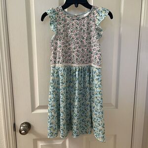 Zara Kids Floral Patchwork Dress Pink Blue Yellow Girls Size 9